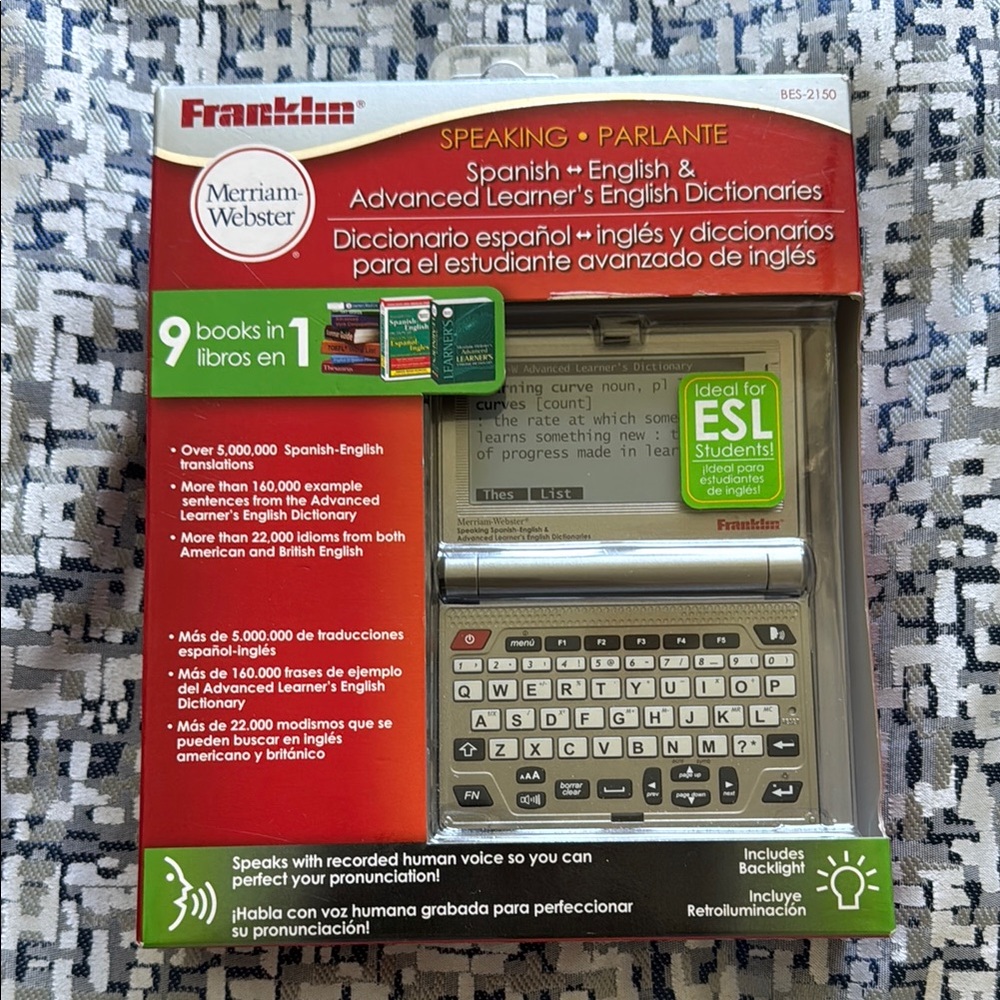 FRANKLIN MERRIAM WEBSTER SPEAKING SPANISH ENGLISH DICTIONARY BES-2150